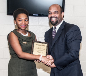 Scholarship recipient Victoria A. Norfleet and Ida B. Wells-Barnett's great-grandson David Duster